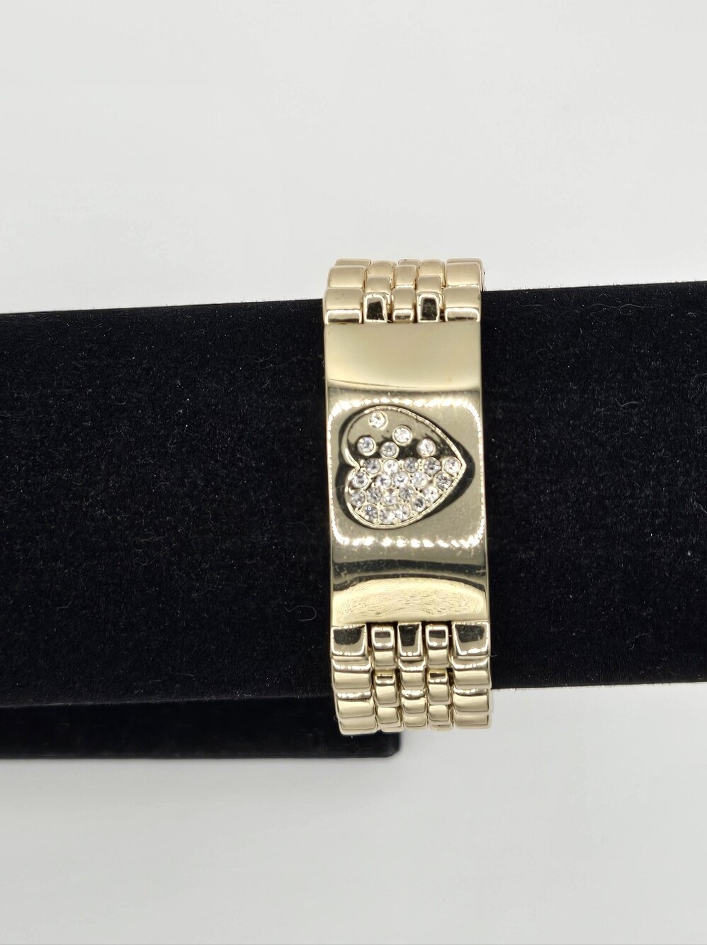 Gold-Tone Heart Crystal Accent Bracelet